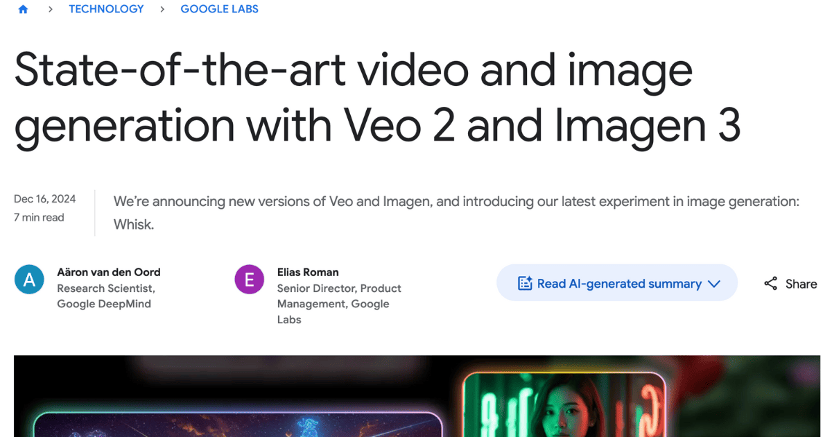 Veo 2おImagen 3がリリース